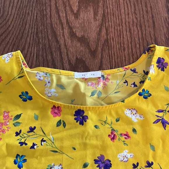 PLEIONE yellow floral garden blouse shirt sleeve tiered ruffle size XL - Picture 10 of 10